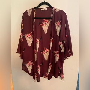 Cow skull Floral Kimono